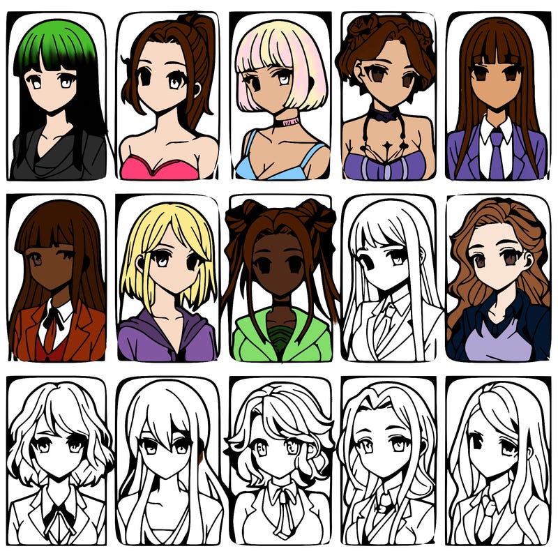 girls that look diffrent anime