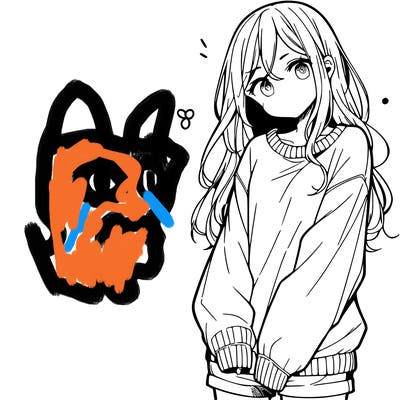 manga teen girl  in a sweater and baggy pants