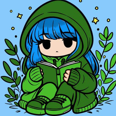 girl in oversized hoodie reading a book