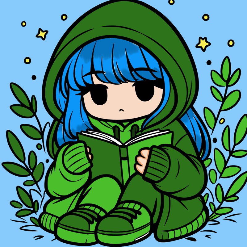 girl in oversized hoodie reading a book