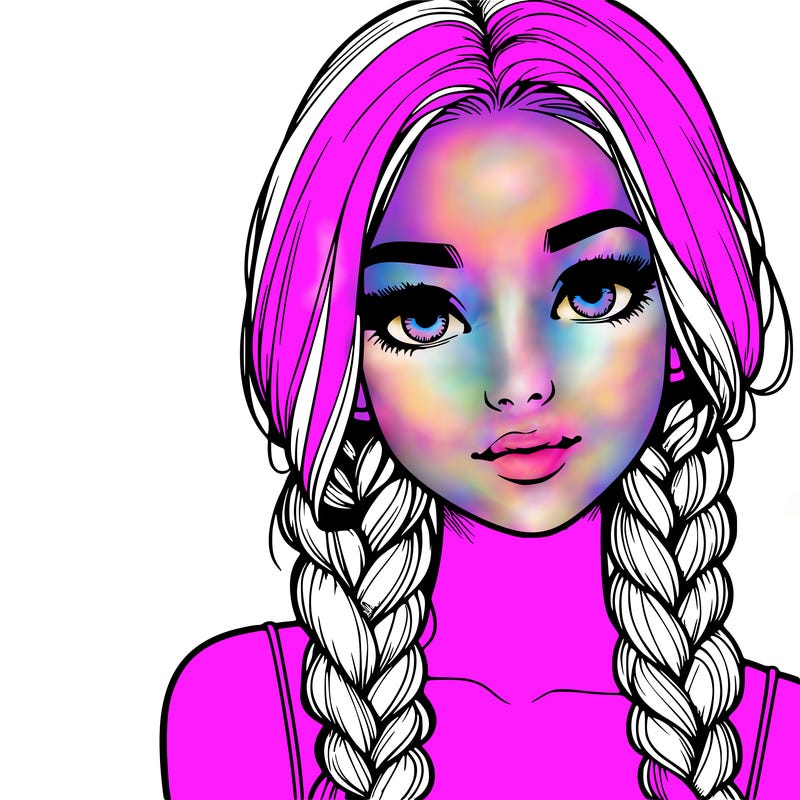 realistic girl with braids