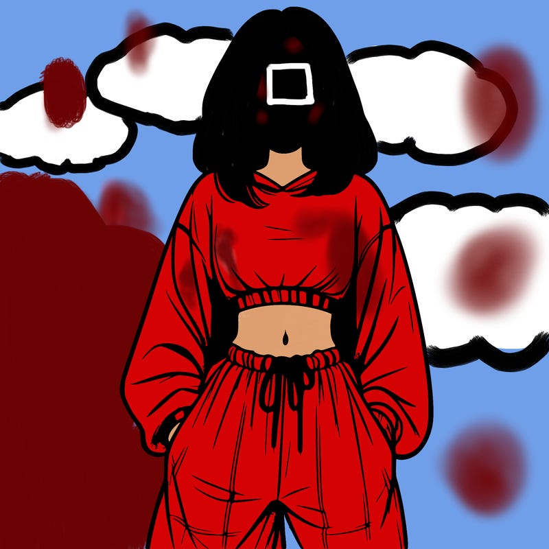 realistic girl faceless with baggy pants and a crop top