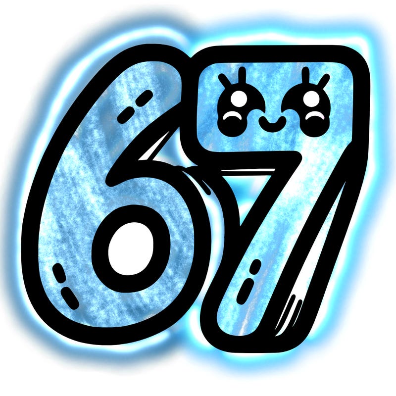 the numbers 67