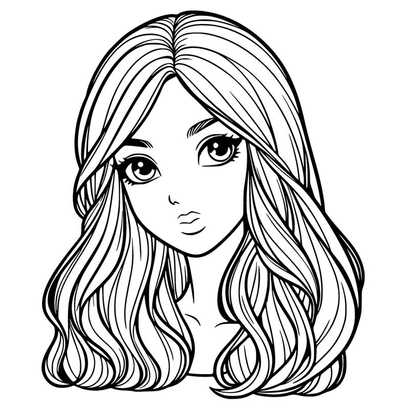 realistic girl  with long hair