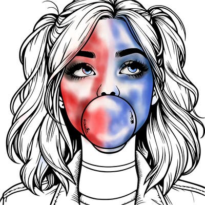 realististic girl blowing bubble -gum