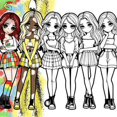 a group of girls realistic