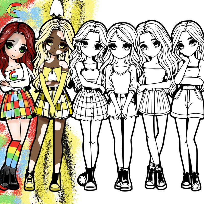 a group of girls realistic