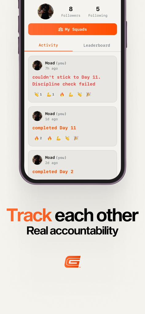 66 Challenge - Feed de actividad social en la aplicación Reto 66 Días que muestra el seguimiento de hábitos y la rendición de cuentas comunitaria