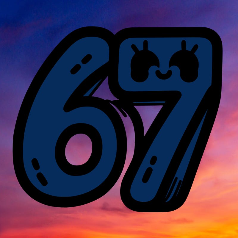 the numbers 67
