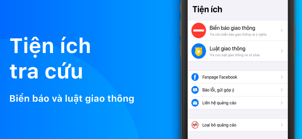 600 Câu Lý Thuyết GPLX OTOMOTO - Utilities menu of the OTOMOTO app for looking up traffic signs and laws in Vietnamese