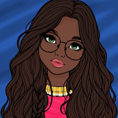 girl with long hair and freckles and glasses realistic