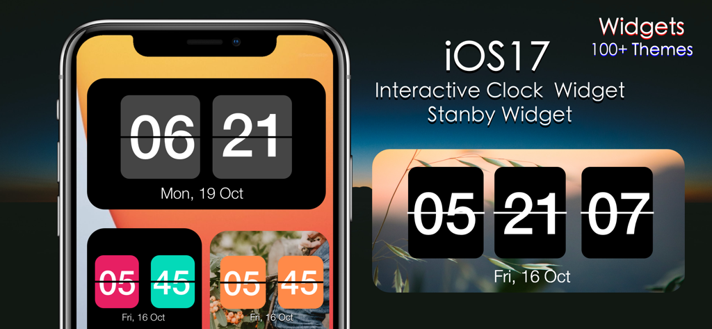 Flip Clock - Digital Clock - Interactive flip clock widgets and StandBy mode themes on an iPhone
