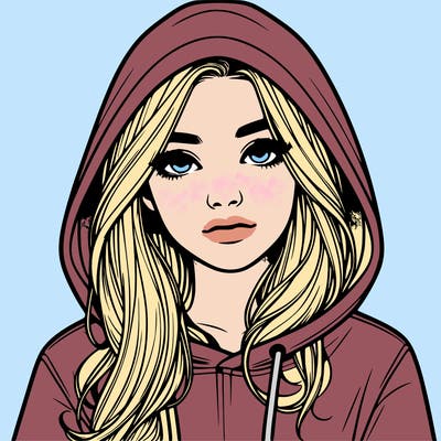 realistic girl with a hoodie