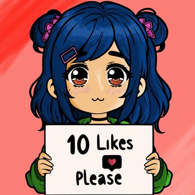 a girl with a sign saying 10 likes please