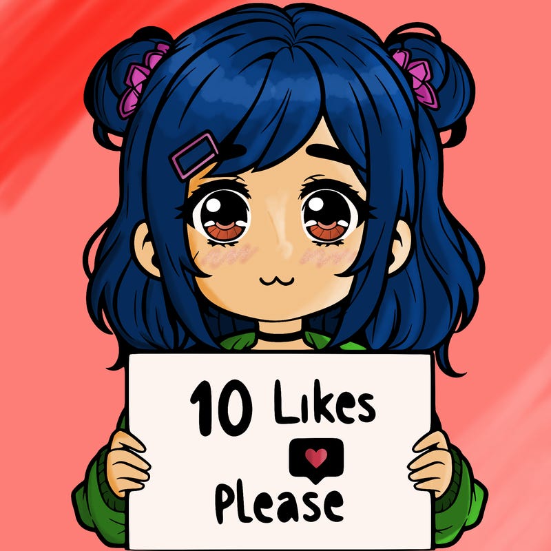 a girl with a sign saying 10 likes please