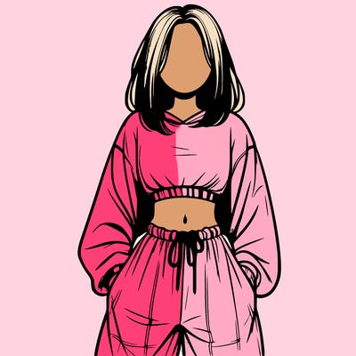 realistic girl faceless with baggy pants and a crop top