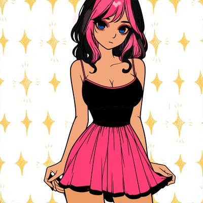 realistic girl in short dress