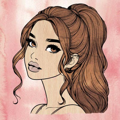 realistic girl with a ponytail on her hair and lips