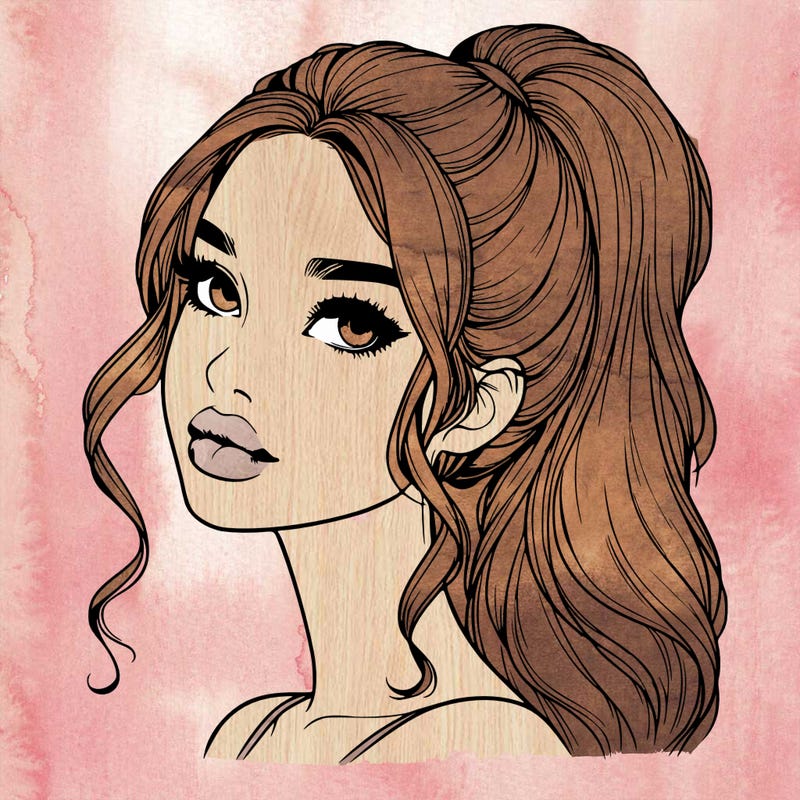 realistic girl with a ponytail on her hair and lips