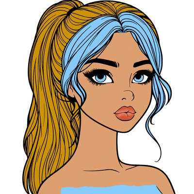 realistic girl with a ponytail and lips