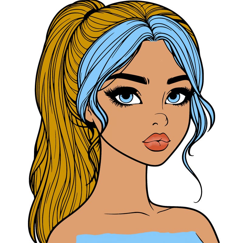 realistic girl with a ponytail and lips