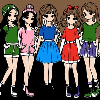 a group of five girls