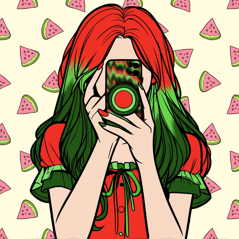 a realistic girl holding her phone taking pictures