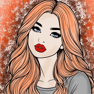 realistic girl with hair on her hair and lips