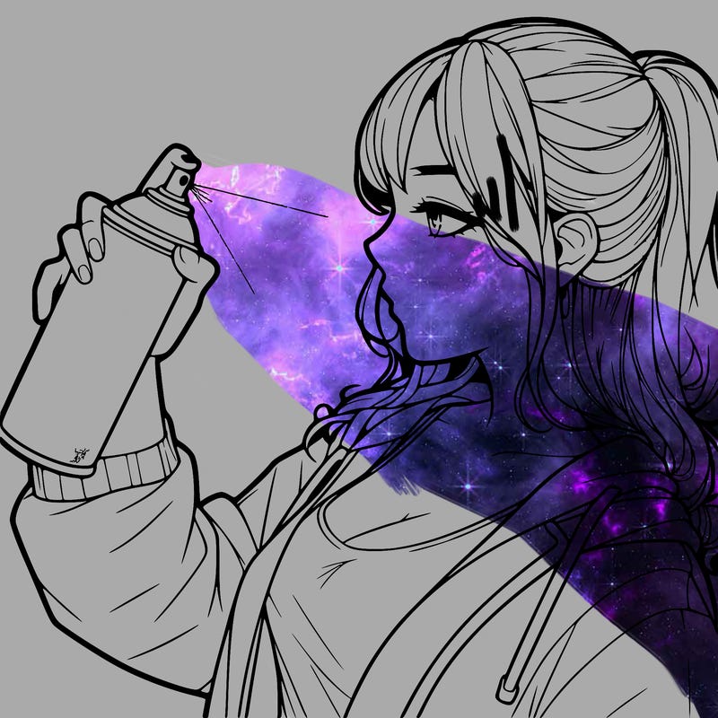 a realistic girl spray, painting