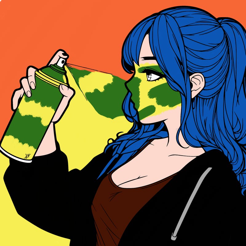 a realistic girl spray, painting