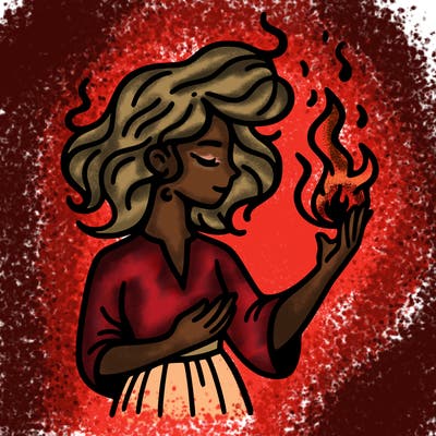 woman with fire