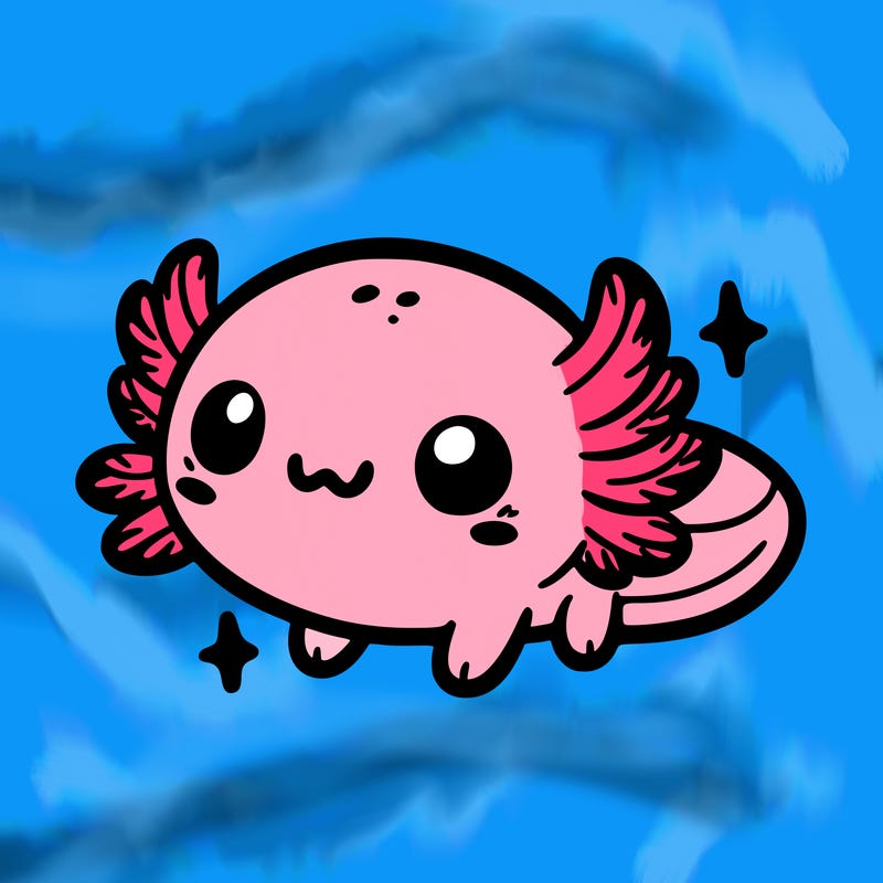 cute easy baby axolotl