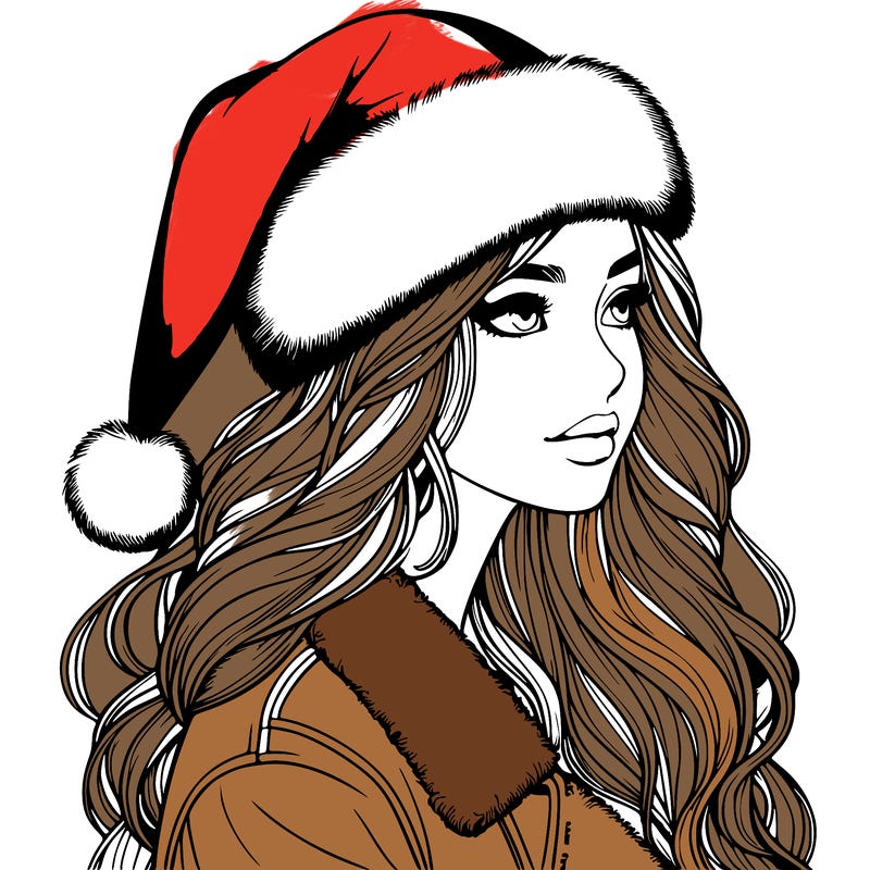 realistic girl in santa hat