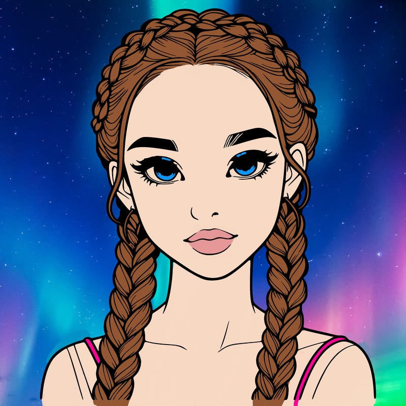 realistic girl with braids