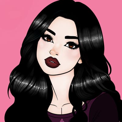 realistic girl with hair on her hair and lips