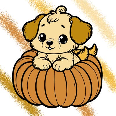 cute little puppy in a pumpkin