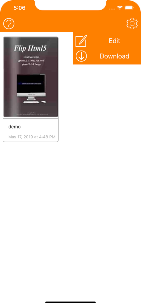 Flip Html5 Reader - Flip HTML5 Reader app interface showing a digital publication with edit and download options