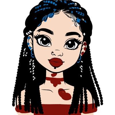 a realistic black girl with braids