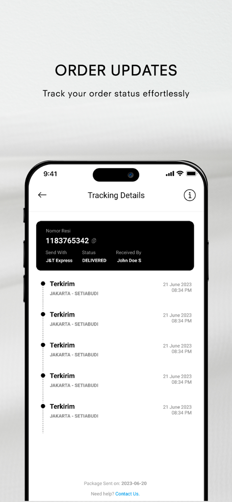 This Is April mobile app order tracking and delivery status screen