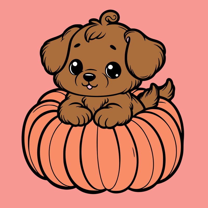 cute little puppy in a pumpkin