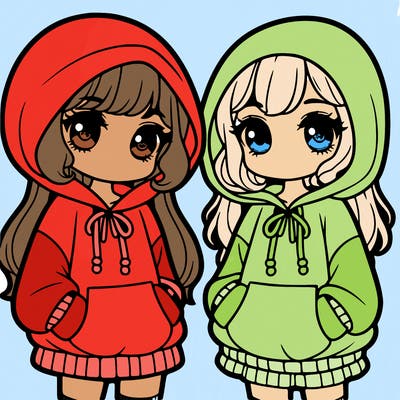 girls with a cute over sized hoodie