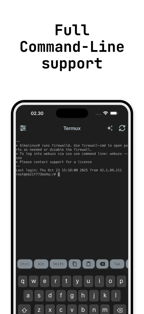 Termux Pro - - Termux Pro app showing full command line support with a Linux shell on iPhone