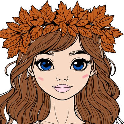 realistic girl with fall leaf crown