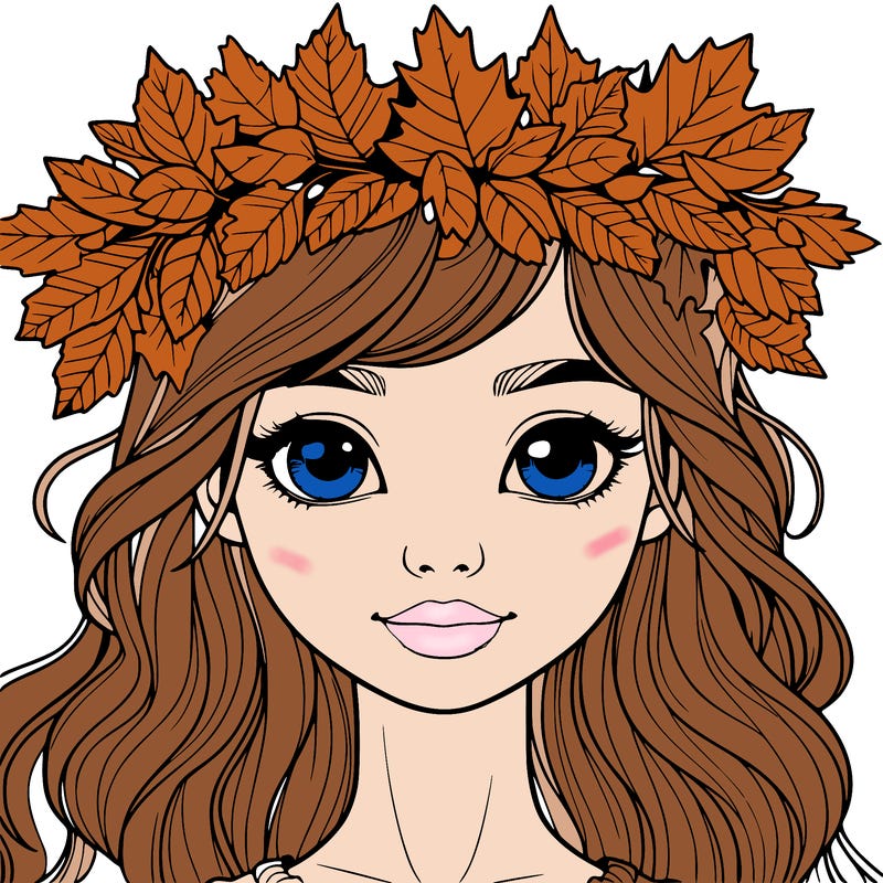 realistic girl with fall leaf crown