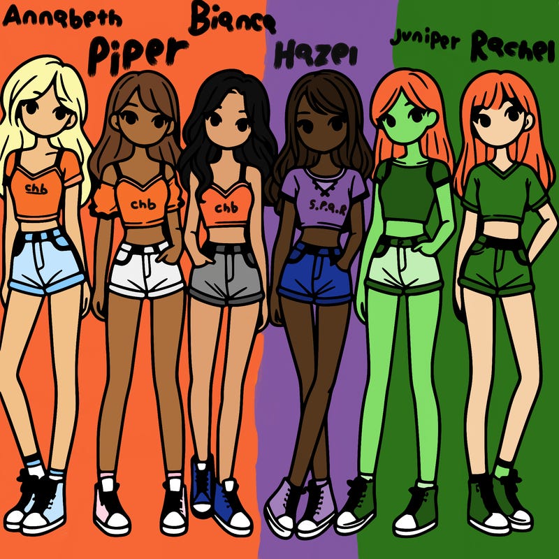 a group of girls wearing crop tops and shorts