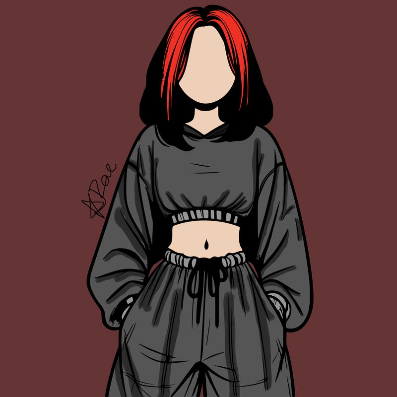 realistic girl faceless with baggy pants and a crop top