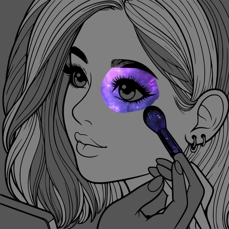 a realistic girl doing her makeup