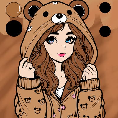 realistic girl in a animal pjs hoodie