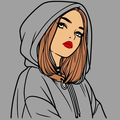 a realistic girl in a hoodie