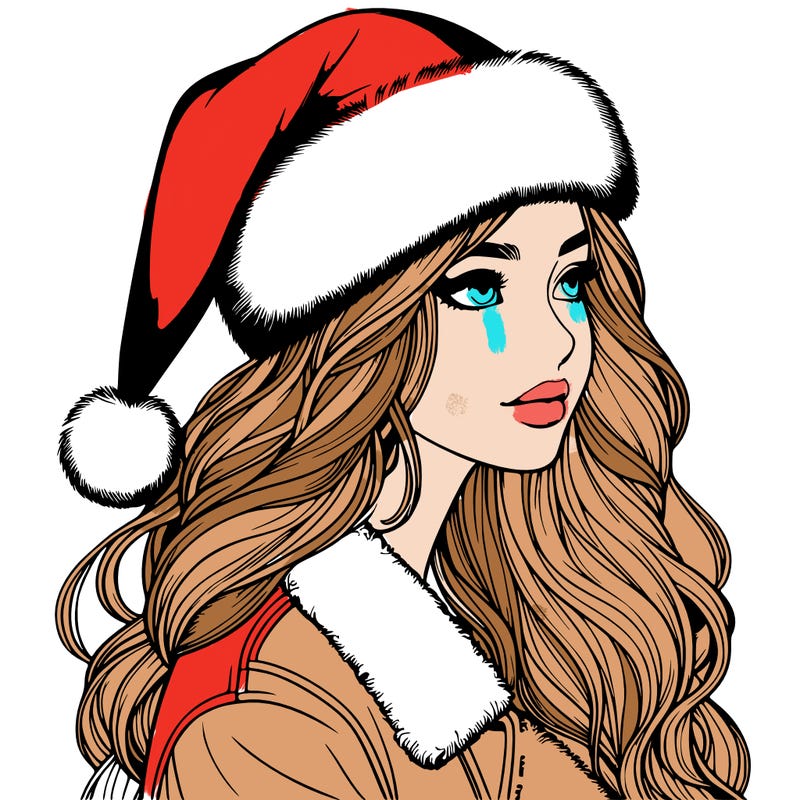realistic girl in santa hat